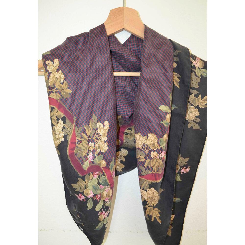 Vintage Silk Square Scarf Moody Floral - Picture 3 of 4